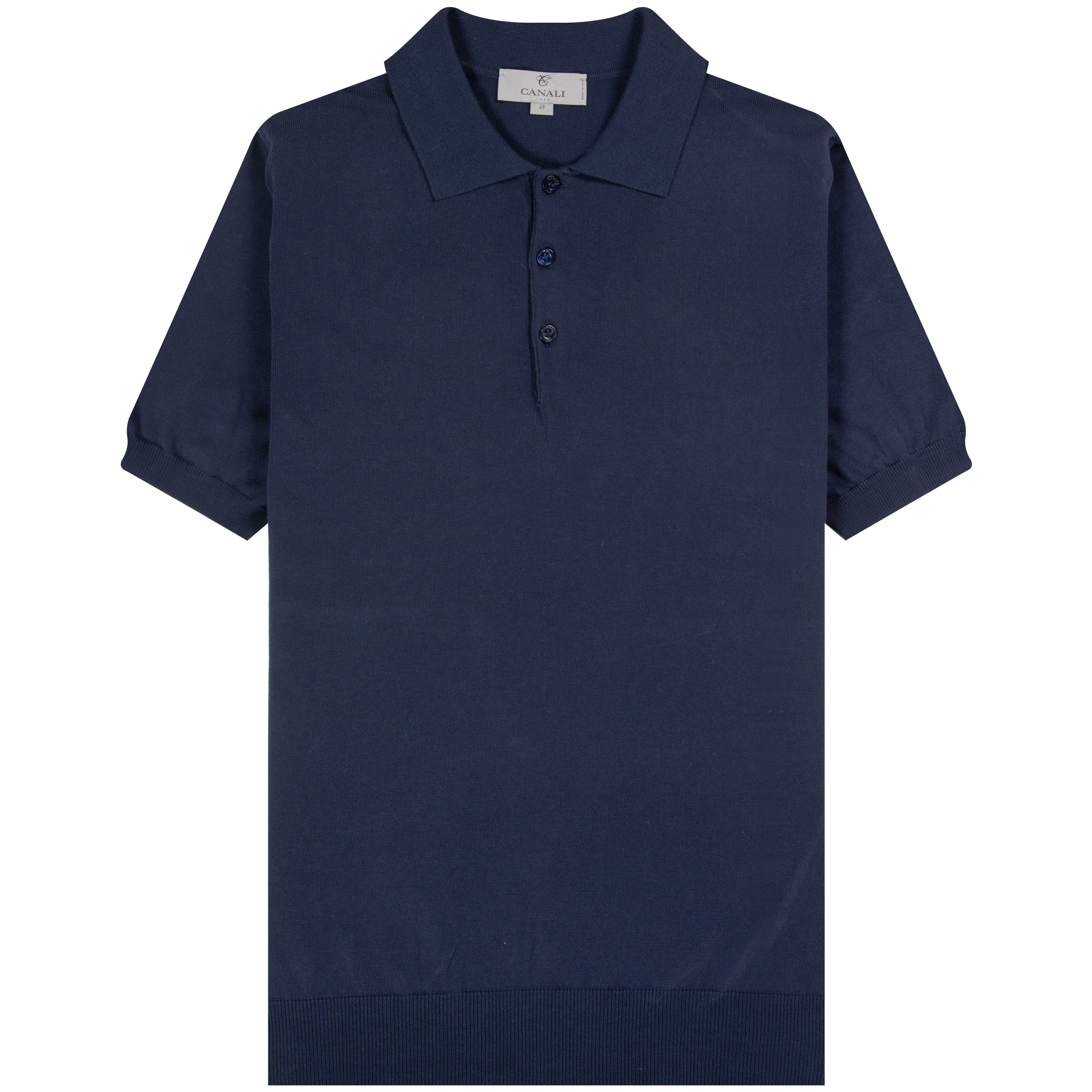 Canali ’Knitted’ SS Polo Shirt Navy