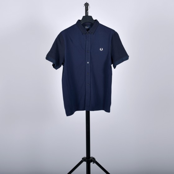 RE-POCKETS FRED PERRY Full button polo navy