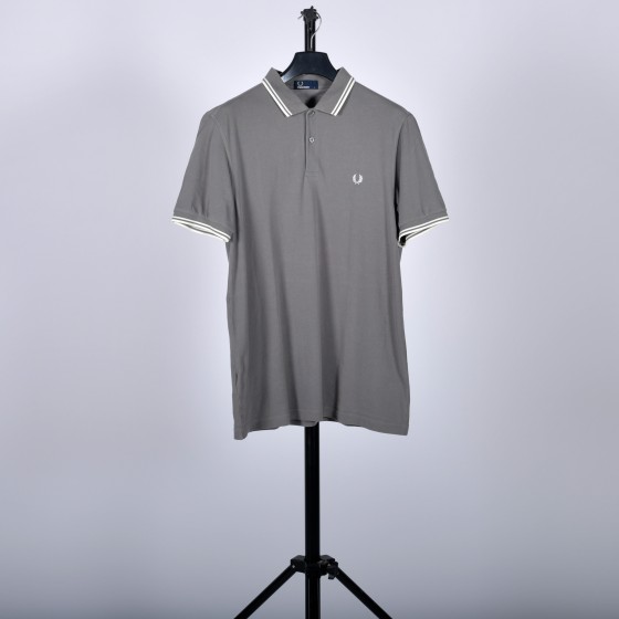 RE-POCKETS FRED PERRY CLASSIC POLO LIGHT GREY/WHITE