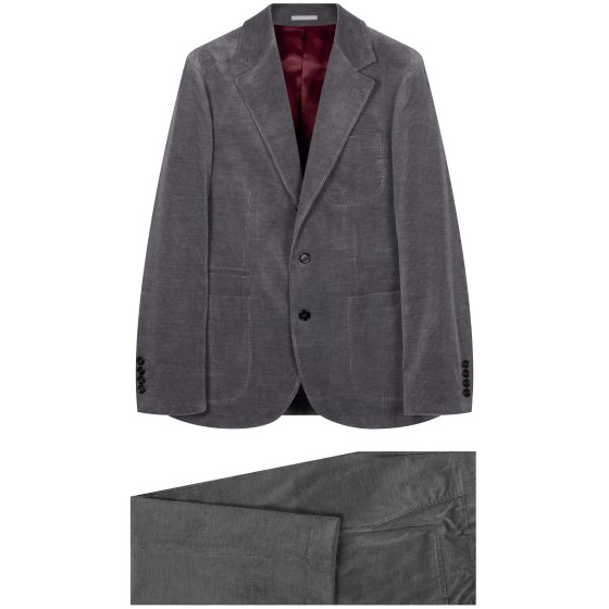 BRUNELLO CUCINELLI 'Cashmere' Corduroy Suit Grey