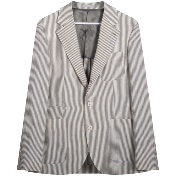 BRUNELLO CUCINELLI 'Bengal Stripe' Linen SB Blazer Beige/White