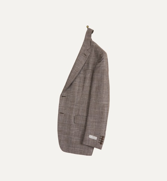 Canali Wool Blend Checked Jacket Brown/Blue