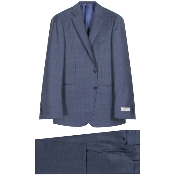 Canali Classic Light Check Wool Suit Blue