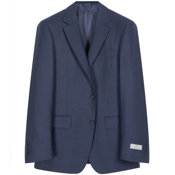 Canali  Textured Check Lined Blazer Navy