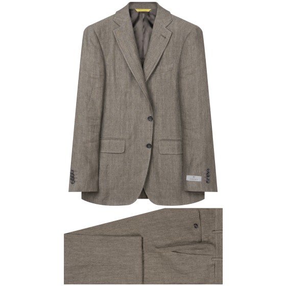 Canali 'Kei' Herringbone Linen Suit Taupe