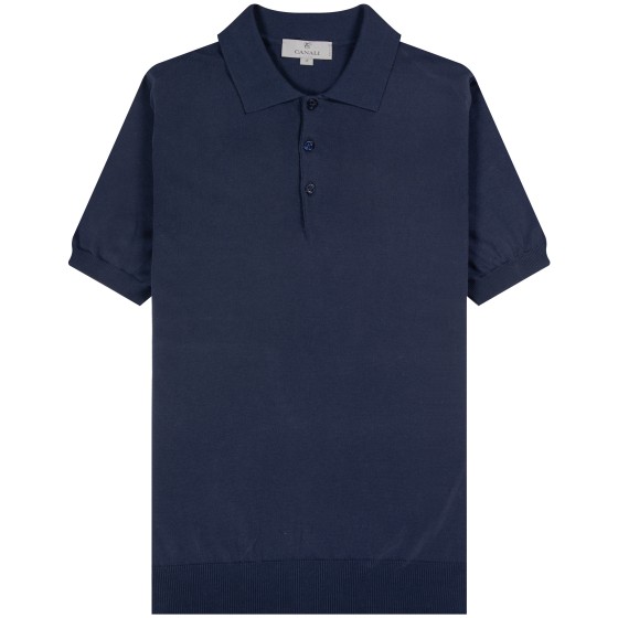 Canali 'Knitted' SS Polo Shirt Navy