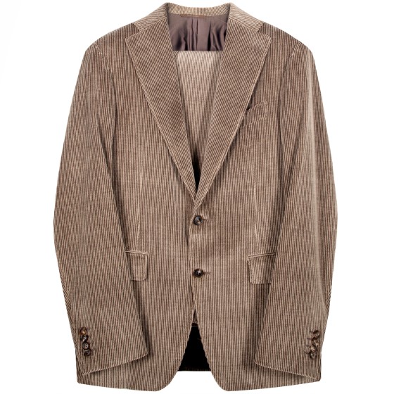 Canali Single Breasted Corduroy Suit Beige