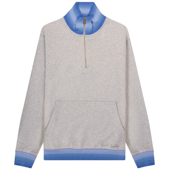 Paul Smith Ombre 1/4 Zip Sweatshirt Grey Melange