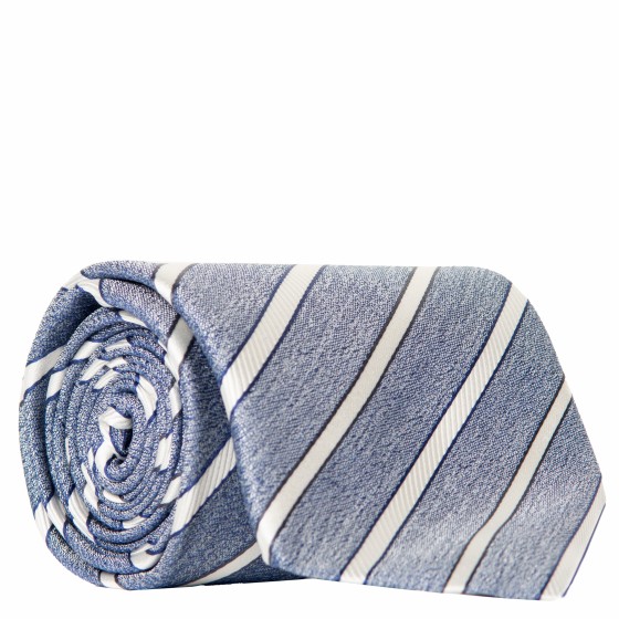 Canali Diagonal Stripe Silk Tie Blue/White