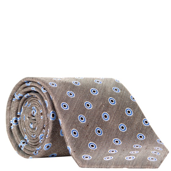 Canali Spot Lined Silk Tie Blue/Brown