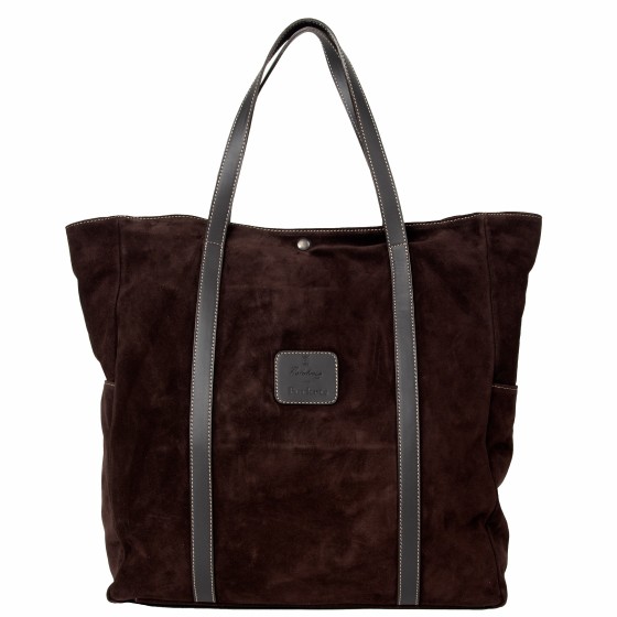 CALABRESE Shopping Suede Tote Bag Chocolate Brown