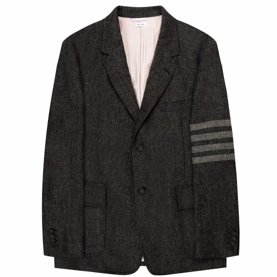 Thom Browne Donegal Tweed 4-Bar Blazer Charcoal Grey
