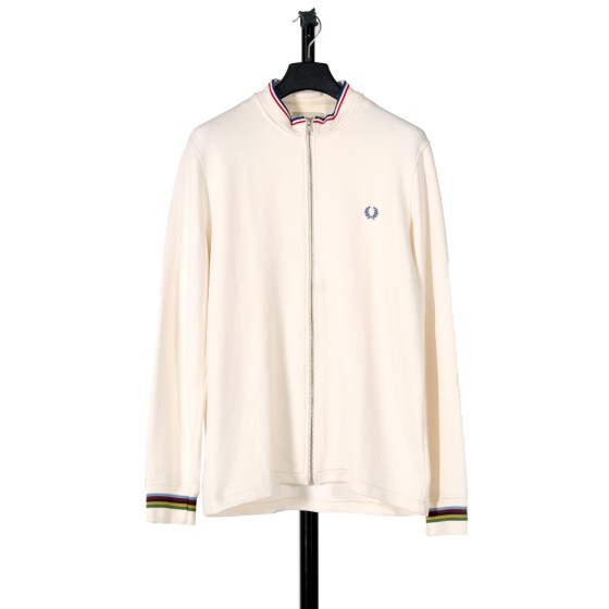 RE-POCKETS FRED PERRY Bradley Wiggins Full Zip Track Top Off White