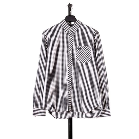 RE-POCKETS FRED PERRY LS GINGHAM SHIRT WHITE/ BLACK