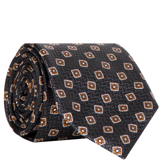 Canali Square Medallion Stitched Tie Blue/Brown