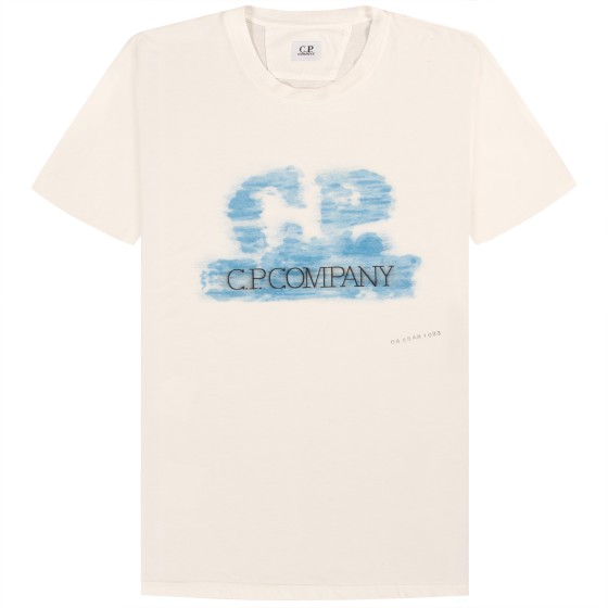 C.P. Company Hand Painted Logo T Shirt Gauze White