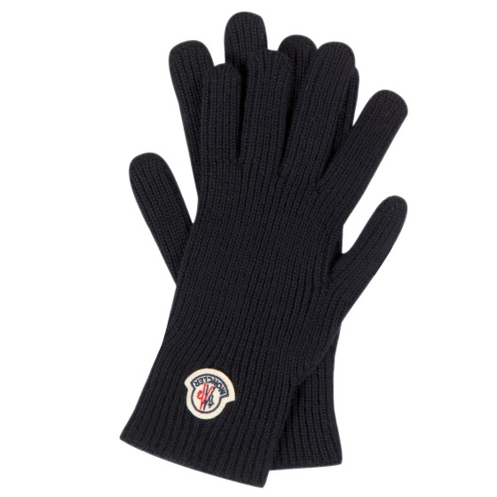 Moncler Classic Logo Knit Gloves Night Blue
