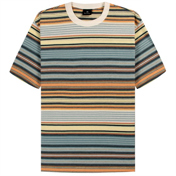 Paul Smith Multi Stripe SS T-Shirt Blue/Orange/Yellow