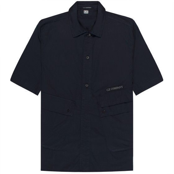 C.P. Company Embroidered Logo Utility SS Shirt Navy