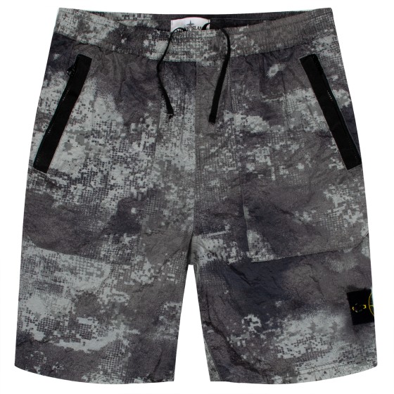 Stone Island Camo Bermuda Shorts Grey
