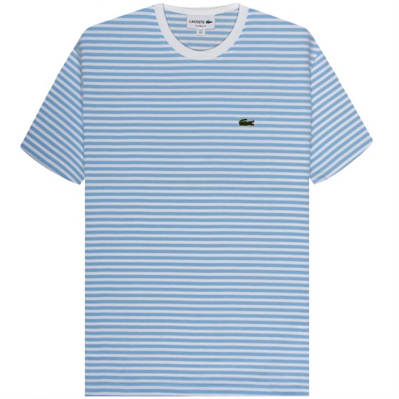Lacoste Striped Heavy Cotton T-Shirt Sky Blue/White