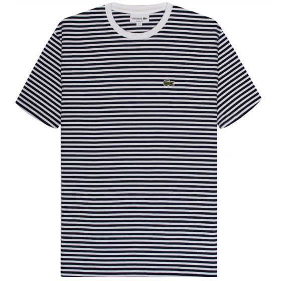 Lacoste Striped Heavy Cotton T-Shirt Navy/White