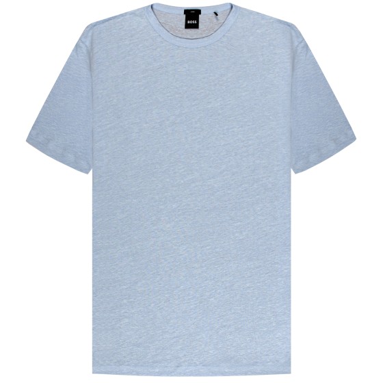 HUGO BOSS Tiburt Linen Crew Neck T-Shirt Sky Blue