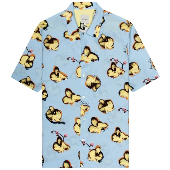 Paul Smith Orchid Printed SS Shirt Blue/ Yellow