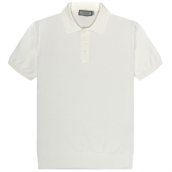 Canali Textured Knitted Polo White
