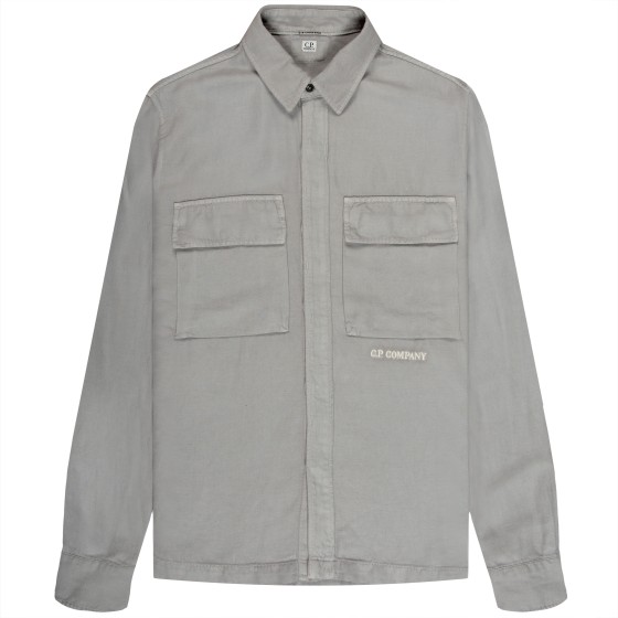 C.P. Company LS Double Pocket Heavy Twill Shirt Drizzle Grey