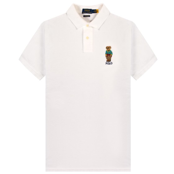 Polo Ralph Lauren Embroided Bear Logo Polo Shirt White