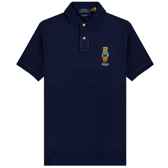 Polo Ralph Lauren Embroided Bear Logo Polo Shirt Navy