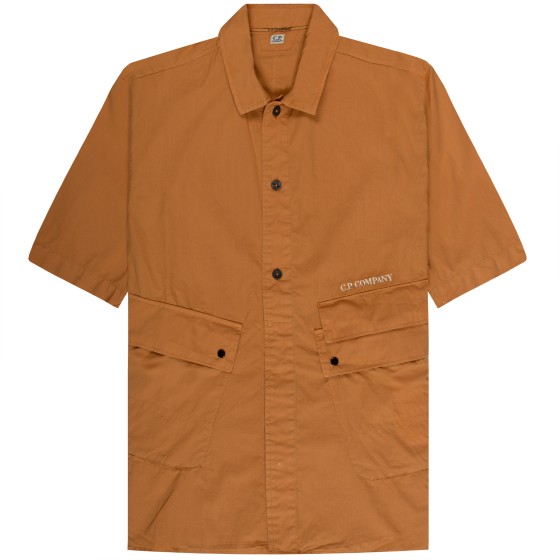 C.P. Company Embroidered Logo Utility SS Shirt Orange