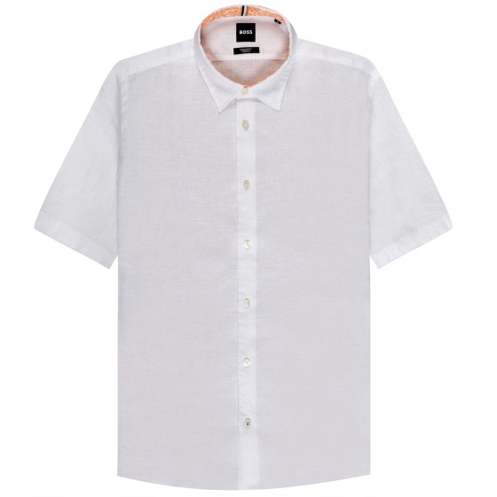 BOSS S-Liam Linen SS Shirt White