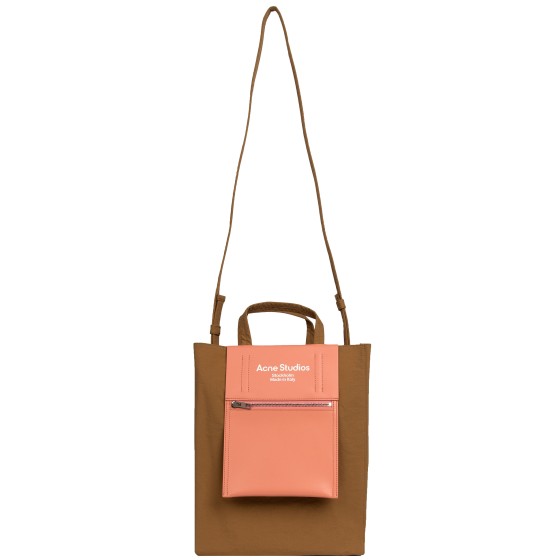Acne Studios Papery Medium Nylon Tote Bag Brown/Pink