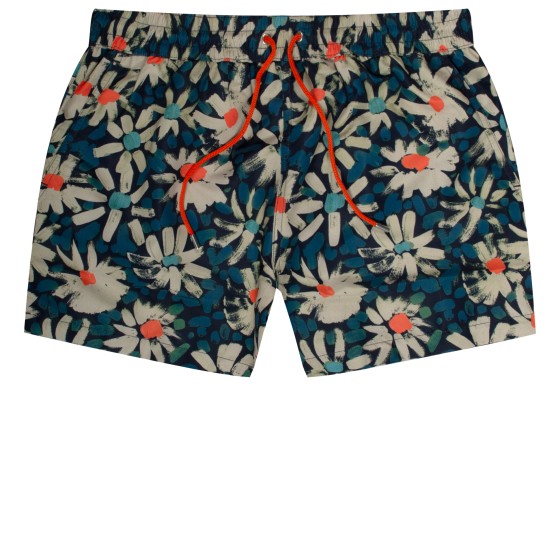 Paul Smith Daisy Printed Swim Shorts Navy/Orange