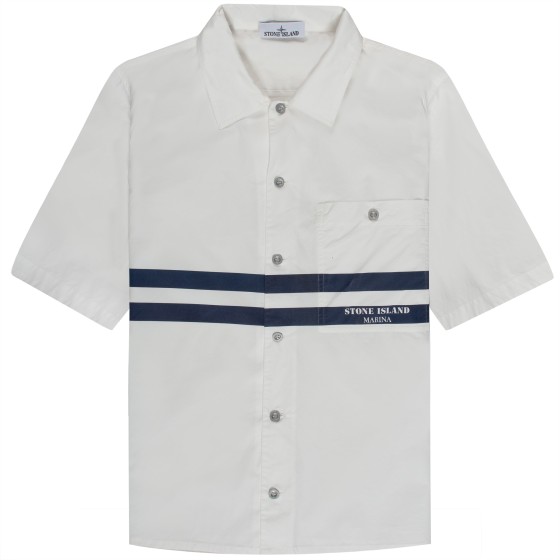 Stone Island Marina SS Plated Cotton Shirt White