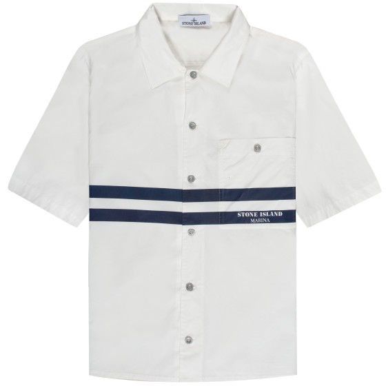 Stone Island Marina SS Plated Cotton Shirt White