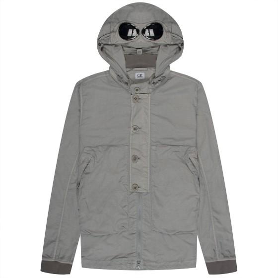C.P. Company Goggle Flatt Nylon Hooded Overshirt Drizzle Grey