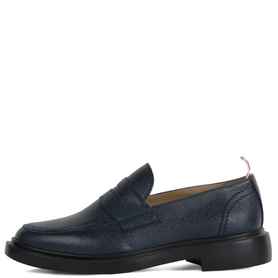 Thom Browne Pebble Grained Leather Loafers Rubber Sole Navy