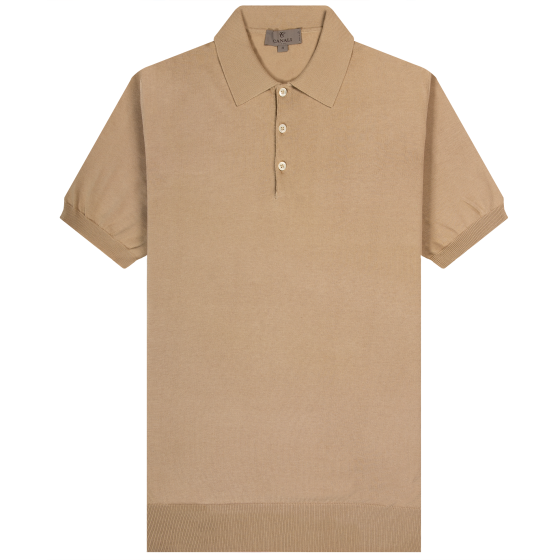 Canali Knitted SS Polo Shirt Taupe
