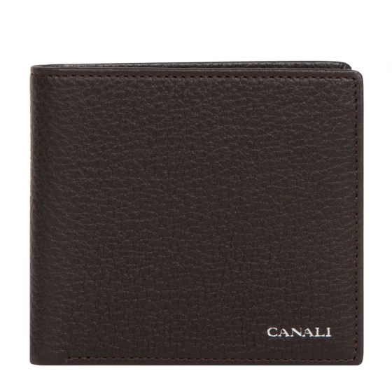 Canali Leather 8 Card Billfold Wallet Dark Brown