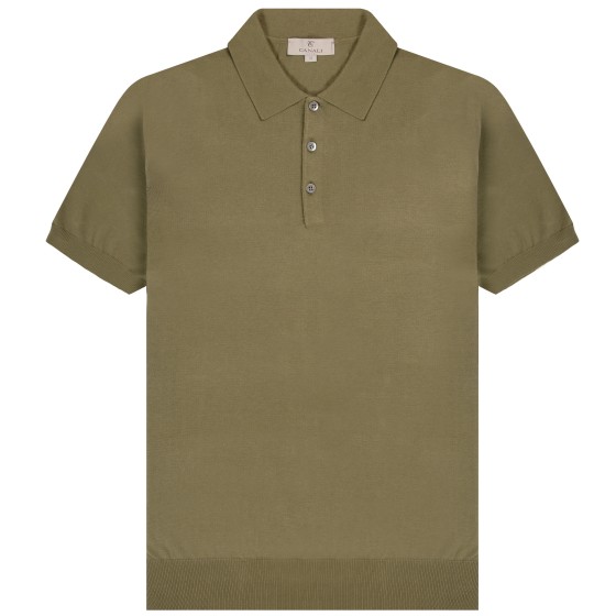 Canali Knitted SS Polo Shirt Green