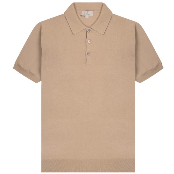Canali Knitted SS Polo Shirt Brown