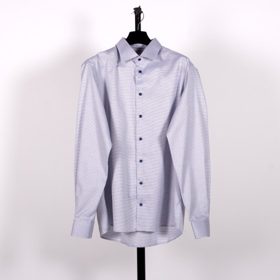 Eton Dobby Textured Weave Shirt Navy