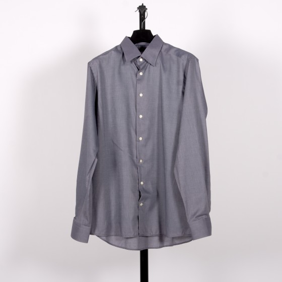Eton Micro Print Lightweight Flannel Shirt Charcoal