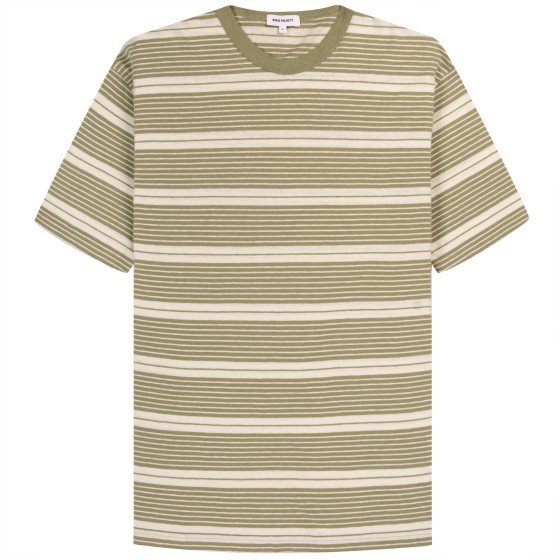 Norse Projects Johannes Sunbleached Stripe SS T-Shirt Sunwashed Green