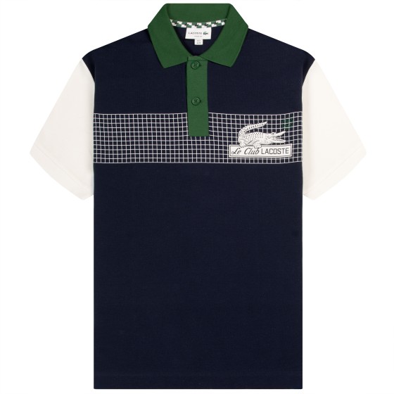 Club Lacoste Print Logo Polo Shirt Navy/White/Green