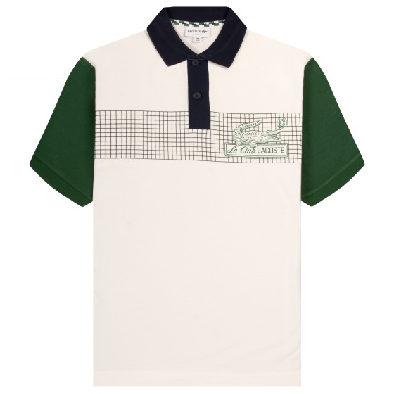 Lacoste Print Logo Polo Shirt White/Green/Navy