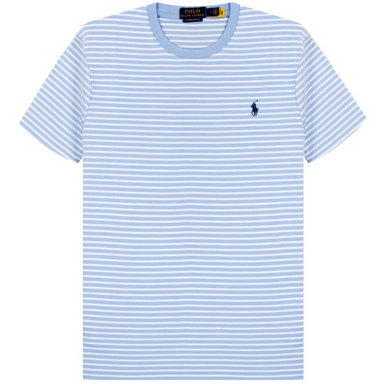 Polo Ralph Lauren Custom Slim Fit Soft Cotton Striped T-Shirt Austin Blue/White